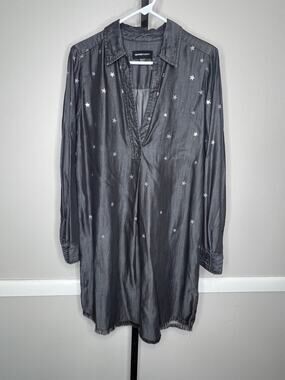 Fifteen Twenty NWOT 100% Tencel Star Print Chambray Shirt Dress Small